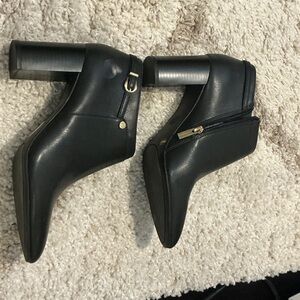 Vince Camuto Black Ankle Booties with Gold Accents
